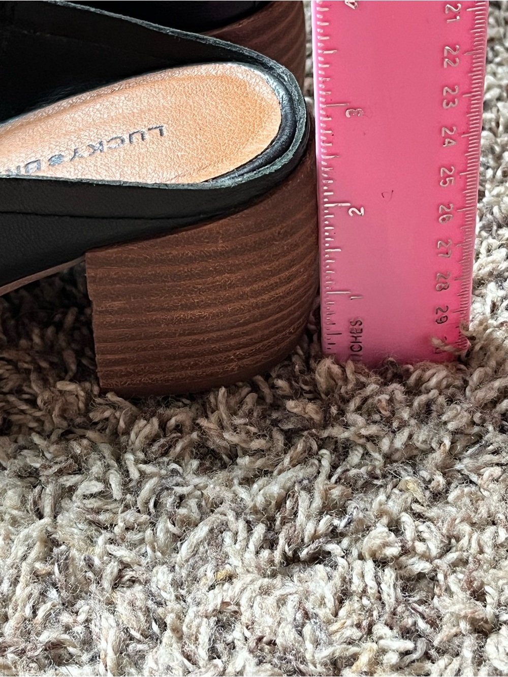 Lucky Brand Shoes Womens 7.5M Jemie Black Leather Heels Mule Slide Open Toe - Picture 6 of 12